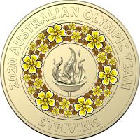 Image 1 for 2020 Australian Olympic Team $2 Collection Set of 5 $2 coloured UNC Coins in  Surfing Kangaroo Folder