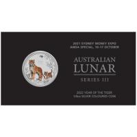 Image 2 for 2022 Australian Lunar Series III  Year of the Tiger Quarter Oz Silver Coloured Sydney Money Expo Anda Special 16-17 October 2021