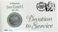 Image 1 for 2023 In Memoriam Queen Elizabeth II 1926-2022 Devotion to Service Postal Medallion Cover
