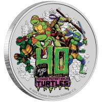 Image 2 for 2024 $1 Teenage Mutant Ninja Turtles 40th Anniversary 1oz Silver COLOURED Tuvalu Coin in Card (Perth Mint)
