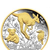 Image 3 for 2024 $2 The Perth Mint's 125th Anniversary 2024 2oz Silver Proof Gilded Coin (Perth Mint)