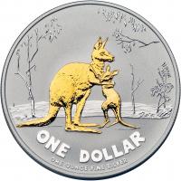 Image 2 for 2007 Selectively Gold Plated 1oz Silver Proof Kangaroo Rolf Harris Design