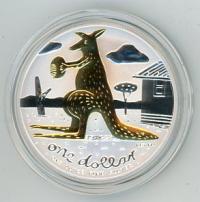 Image 2 for 2008 1oz Selectively Gold Plated Silver Kangaroo - Reg Mombassa