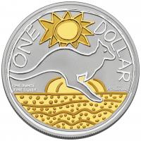Image 2 for 2009 Selectively Gold Plated 1oz Silver Proof Kangaroo Ken Done Design