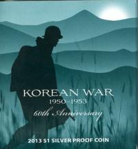 Image 1 for 2013 $1 Silver Proof Coin - 60th Anniversary Korean War