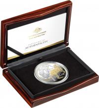 Image 1 for 2020 -  $1  5oz Gold Plated Silver Proof Coin - Icons of Australia - Mob of Roos