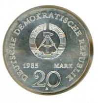 Image 2 for 1985A DDR Silver Twenty Marks UNC