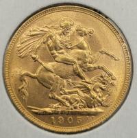 Image 1 for 1905P Australian Edward VII Gold Sovereign