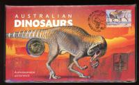 Image 1 for 2022 Australian Dinosaurs PNC - Brisbane Stamp and Coin Show with Gold Foil Overprint 073-100