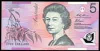 Image 2 for 1995 $5 First Prefix Red Serials AA95 000229 UNC