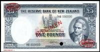 Image 1 for 1960 New Zealand Specimen Five Pound - Fleming H8 000000 UNC