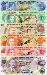 Image 1 for 1978 Philippines Set of 6 Specimen Notes UNC 2,5,10,20,50,100