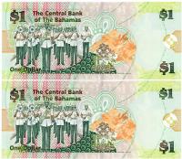 Image 2 for 2008 Bahamas Consecutive Pair One Dollar Note UNC AM 512366-67