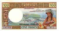 Image 1 for 1970's Tahiti 100 cent Franc EF