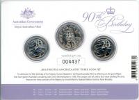 Image 1 for 2016 Frosted UNC 3 Coin Set - Her Majesty The Queen 90th Birthday