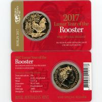 Image 1 for 2017 Lunar Year of the Rooster Gold Plated Berlin Fair Issue