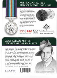 Image 1 for 2017 Legends of the ANZACS - Australian Active Service Medal 1945-1975