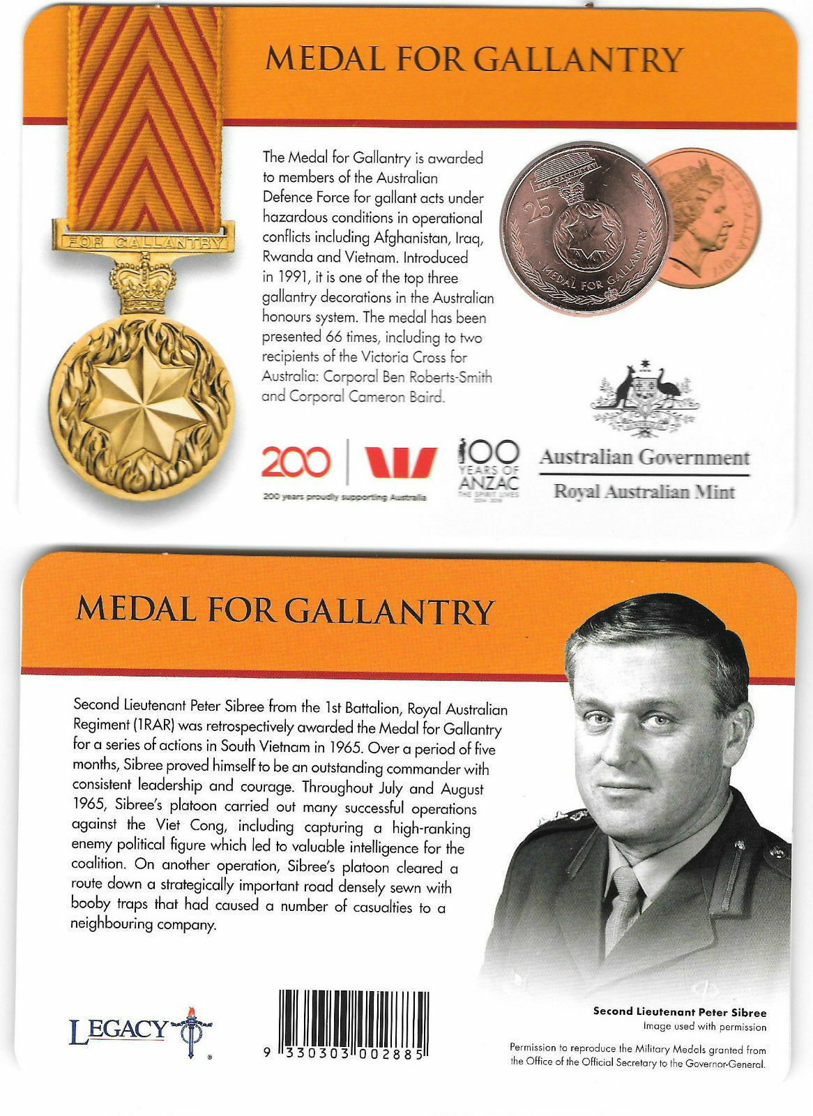 Thumbnail for 2017 Legends of the ANZACS - Medal for Gallantry