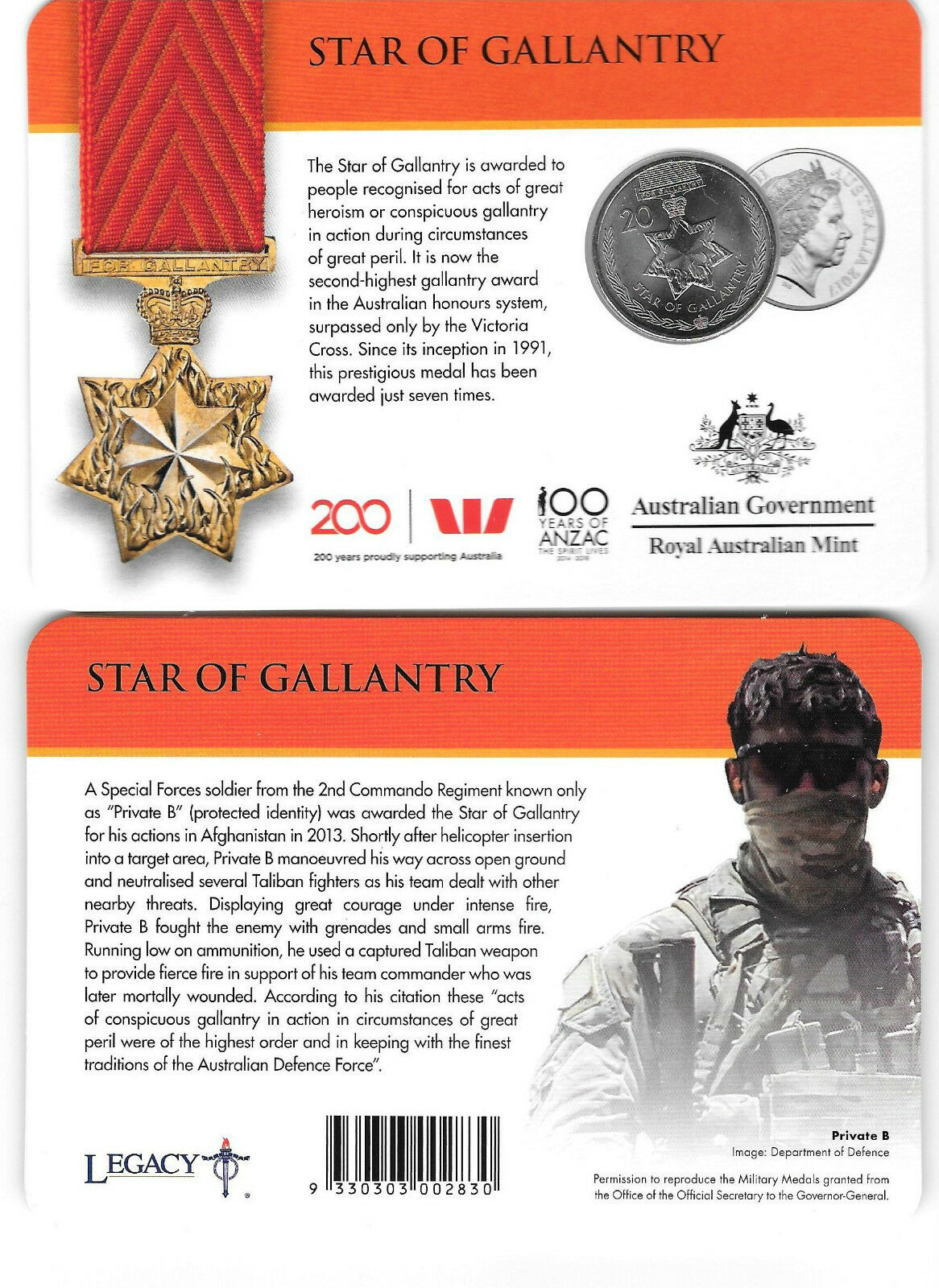 Thumbnail for 2017 Legends of the ANZACS - Star of Gallantry