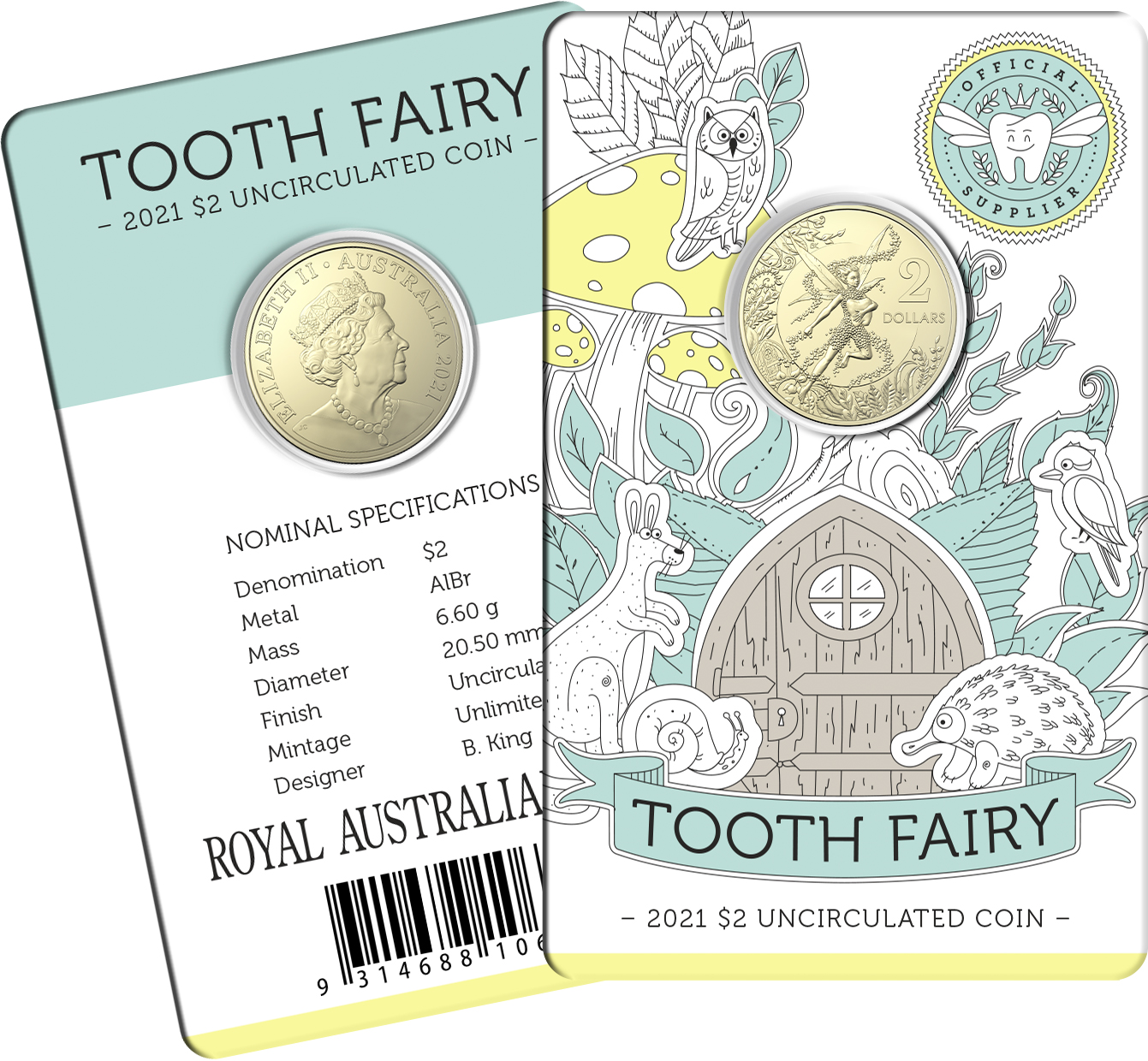 Thumbnail for 2021 $2 Tooth Fairy UNC Coin on Card